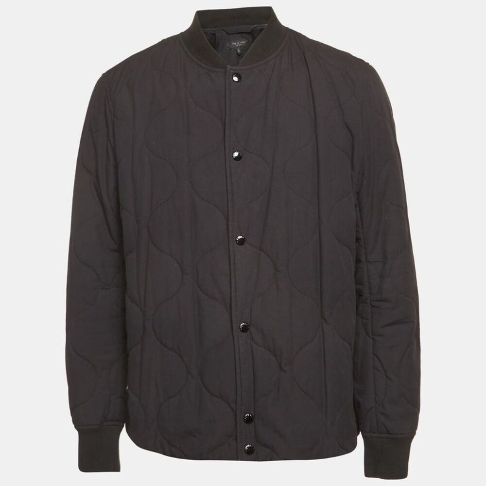 Rag & Bone Black Cotton Quilted Bomber Jacket L
